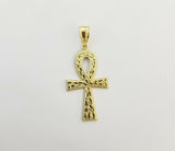 10k Nugget Style Yellow Gold Ankh Cross Pendant Jesus Cross Pendant