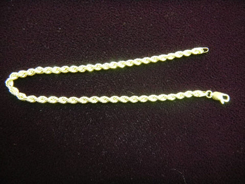Real 10K Gold Rope Bracelet 3mm Men Women 8" Inches
