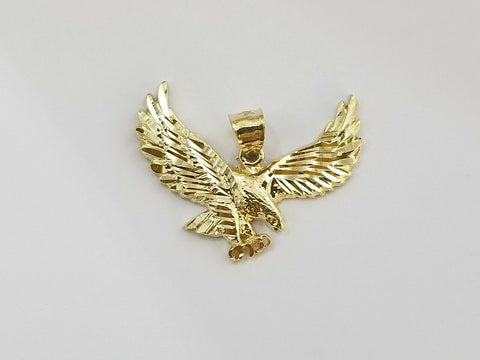 10k Yellow Gold Flying Eagle Diamond Cut Charm Pendant For Men Women Real