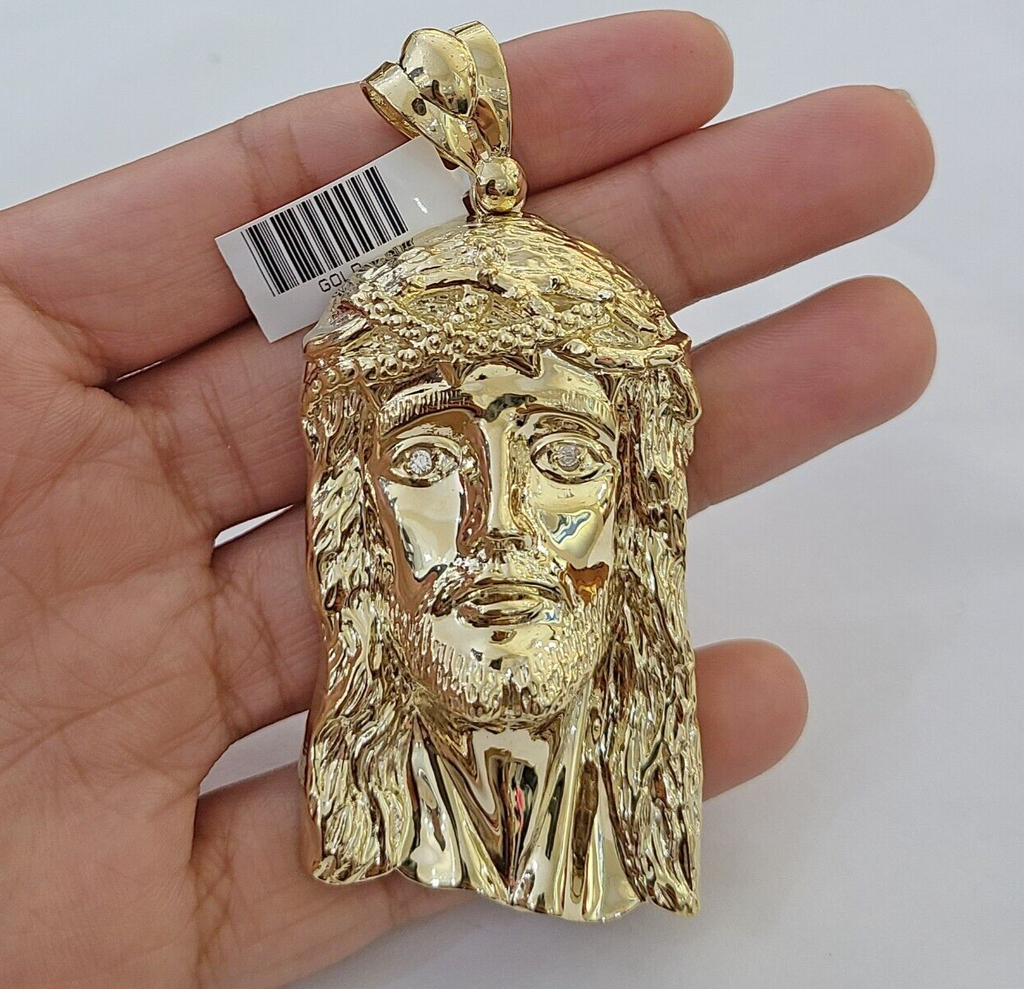 Real 14k Yellow Gold Jesus Head Charm Pendant 3 Inch Jesus face 14kt –  Globalwatches10
