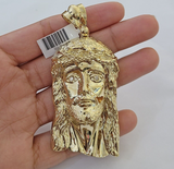 Real 14k Yellow Gold Jesus Head Charm Pendant 3" Inch Jesus face 14kt gold Charm