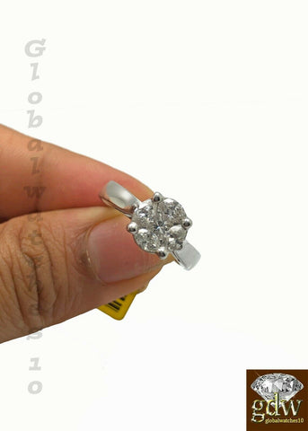14k White Gold Ladies Ring with Real Diamonds,Wedding, Solitaire Diamond, Women.