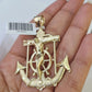 Real 10k Yellow Gold Jesus Crucifix Anchor Pendant 2.5 inches Charm