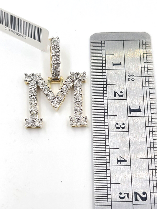 Real 10k Gold & Diamond Letter "M" Initial Alphabet Charm/Pendant 1.25".