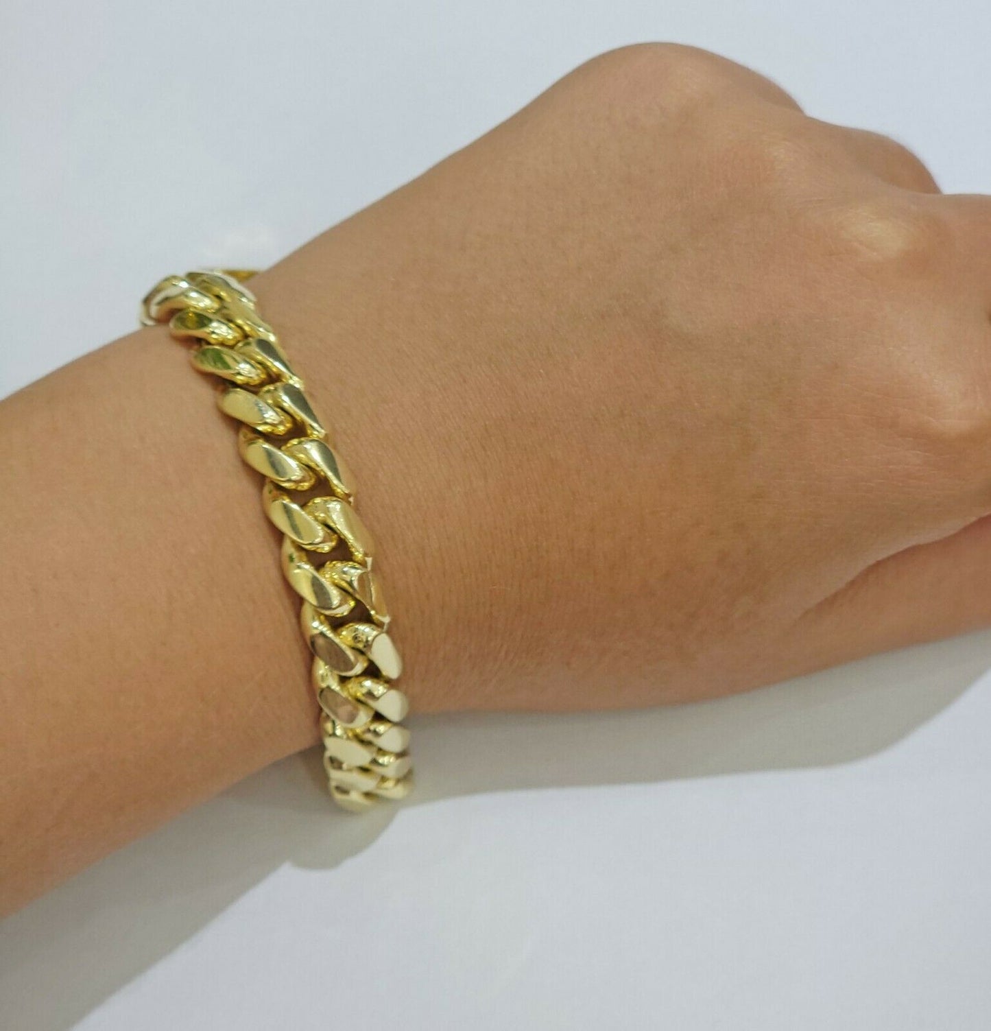 Solid Gold Cuban Link Bracelet 10mm 8" 10k Yellow Gold Miami Cuban Box Lock REAL