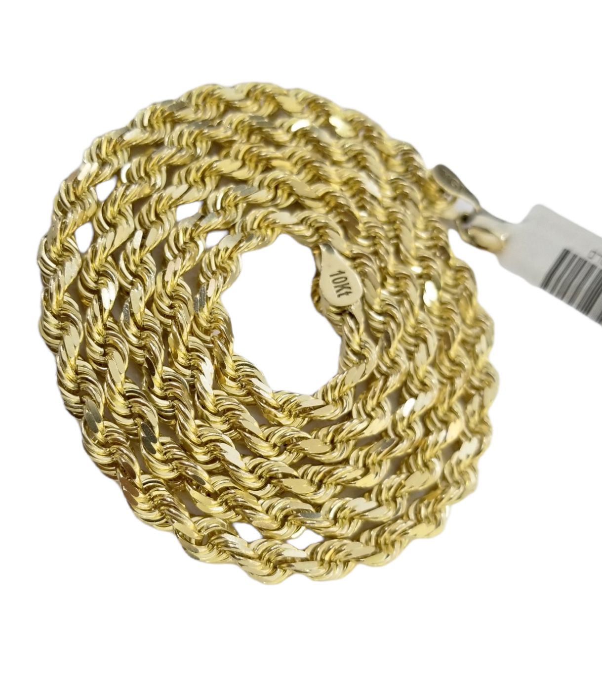 Real 10k Solid Rope Chain Yellow Gold Necklace Diamond Cut 4mm 26" Inch