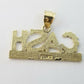 10k Yellow Gold Lucky Cash Mens Charm Pendant with Diamond Cut Design