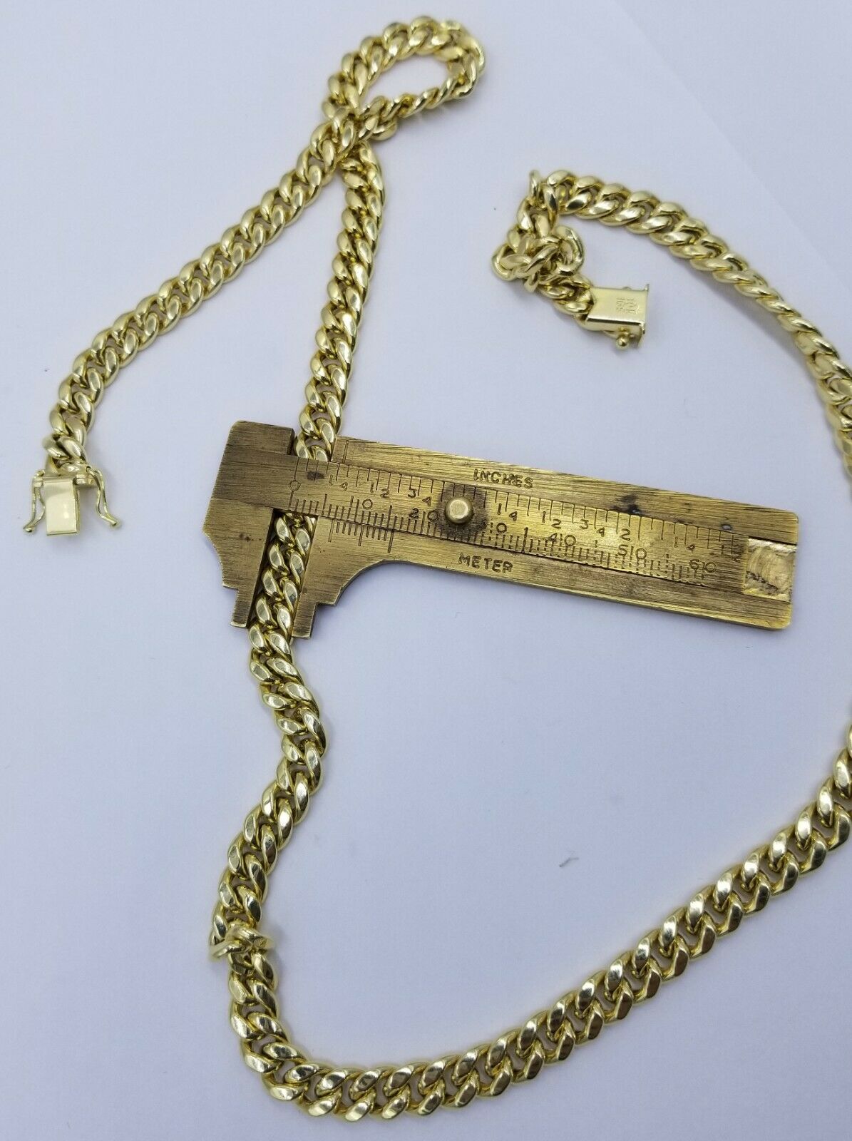 Real10K Yellow Gold Miami Cuban 7mm Chain Necklace Strong Box Lock 22 Inch Mens