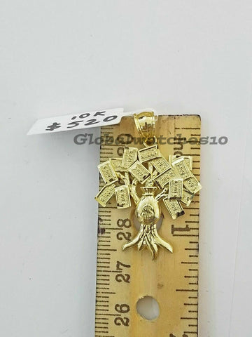 10K $100 Tree Charm Gold Pendant Miami Cuban Chain in18 20 22 24 26 28 Inch Real