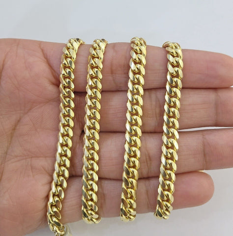 10k Yellow Solid Gold 6mm Miami Cuban Link Chain Necklace 20"-28" Inch Real