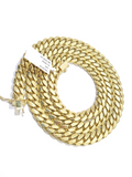 14K Yellow Solid Gold  8mm Men Box Lock Chain 26" Miami Cuban