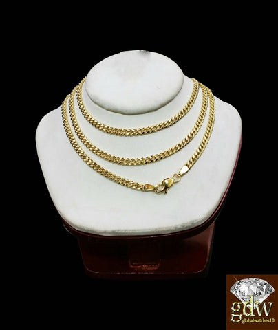 10k Gold Chain For Mens/Women Real Gold Cuban Chains 20" 22" 24" 26" 28" 30 3mm