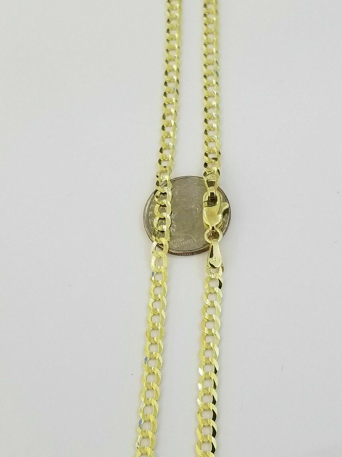 Solid Real 10k Gold Cuban Curb Link Chain 24" Necklace 5mm 10kt Yellow Gold