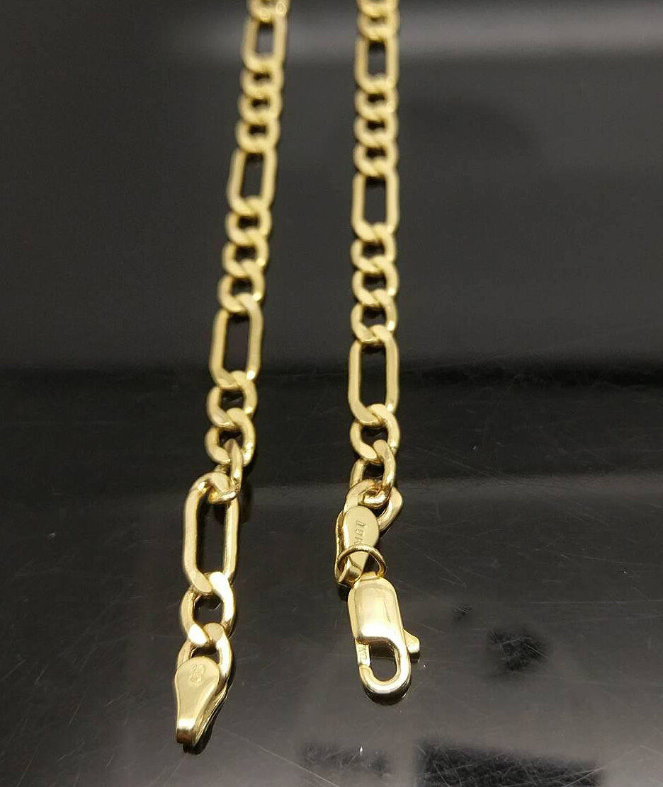 Real 10k Yellow Gold Figaro Chain Necklace 4mm 16" 18" 20" 22" 24" 26" 28" Link