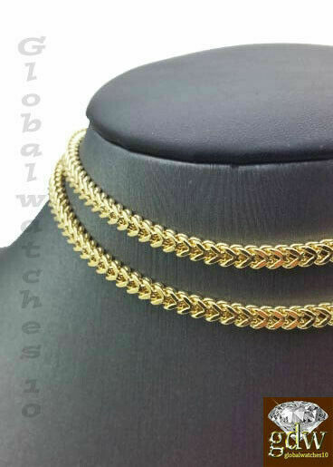 10K Gold 4mm Franco chain 22 24 26 28 Inch lobster Lock