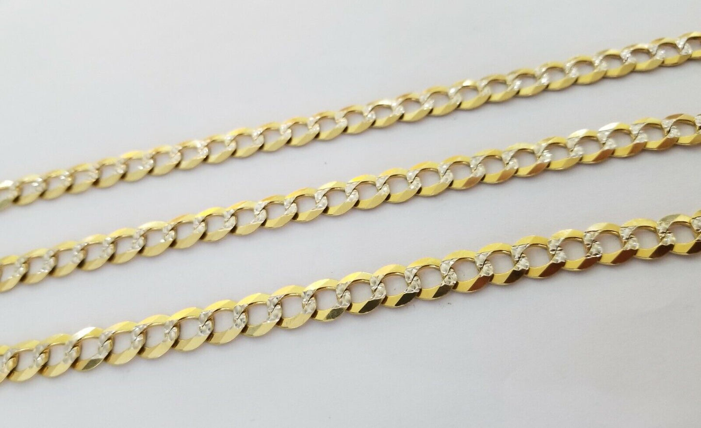 Real 10k Yellow Gold Cuban Curb Link Chain 10mm gold with diamond cuts