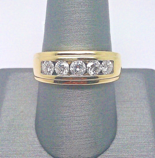 Men 14k Yellow Gold Wedding Band Ring Genuine 1 CT Diamond SIZE 9