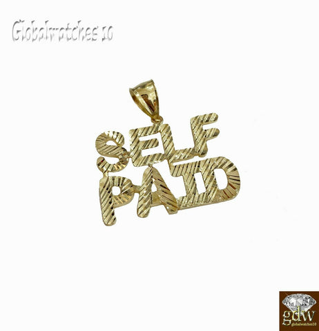 Real 10k Gold Mens Self Paid Charm Pendant with Rope Chain in 20 22 24 26 Inch