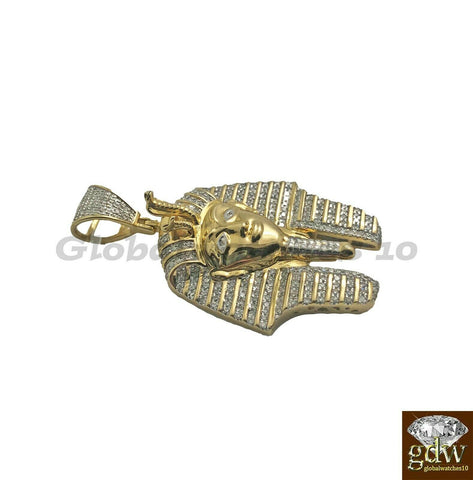 10k Gold Pendant for Men with Diamonds,Custom Design Pharaoh Head Pendant/Charm.