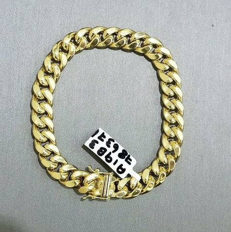 10k Yellow Gold Miami Cuban Men Bracelet 9" Inch 9MM Box Clasp REAL.