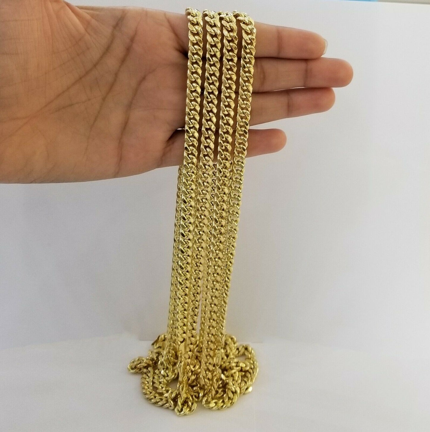 10k Yellow Gold Miami Cuban Necklace Chain 7mm 20-28",10kt Real Link Gold Chain