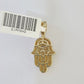 10k Diamond Hamsa Charm Miami Cuban Chain 4mm 22 inch SET Yellow Gold