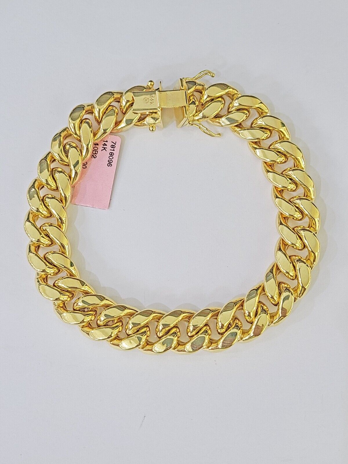 Real 14K Yellow Gold Miami Cuban Bracelet Box Clasp 9" Inch 13mm Link