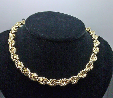 Mens Real 10k Yellow Gold Thick Rope Chain Necklace 20 inch 10mm