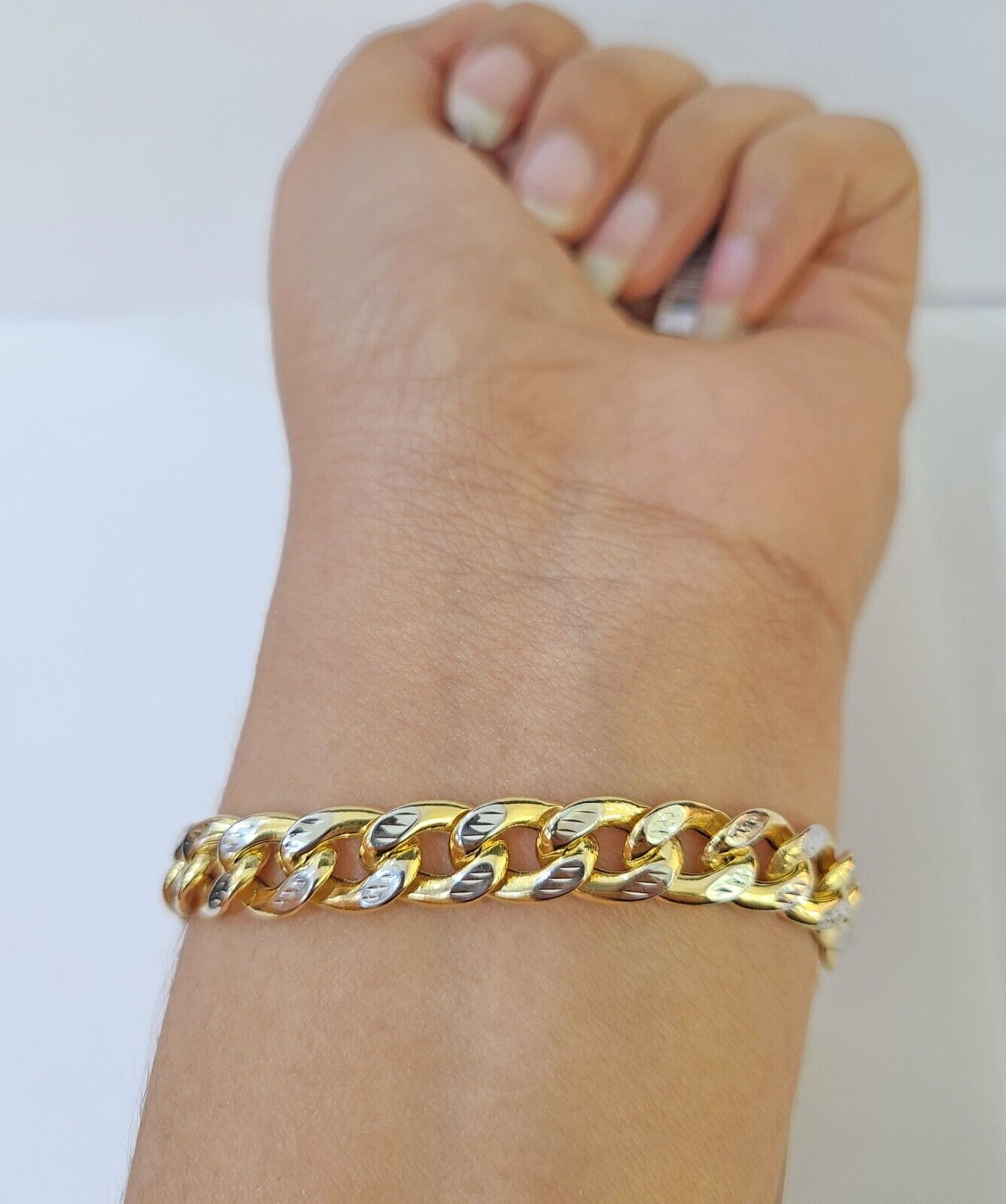 10K Yellow Gold Bracelet Real Cuban Curb Link Diamond Cut 10mm 8" Inch REAL Gold