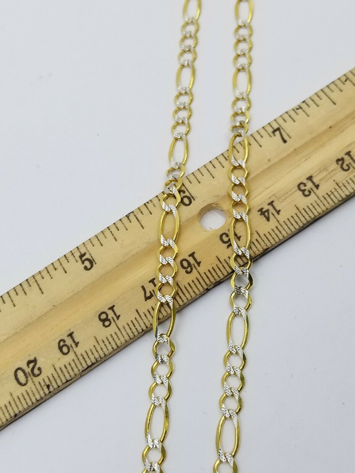 14k Solid Yellow Gold Figaro Chain necklace 5mm Diamond Cut Male Female 22" Real