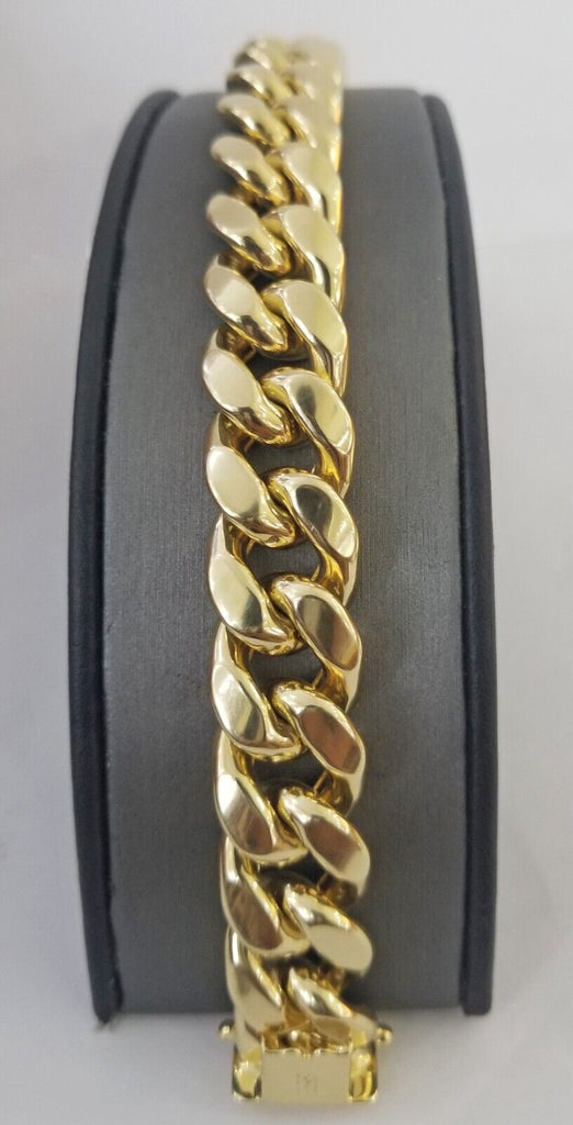 Men's 10k Yellow Gold Solid Miami Cuban Link Bracelet 7.5