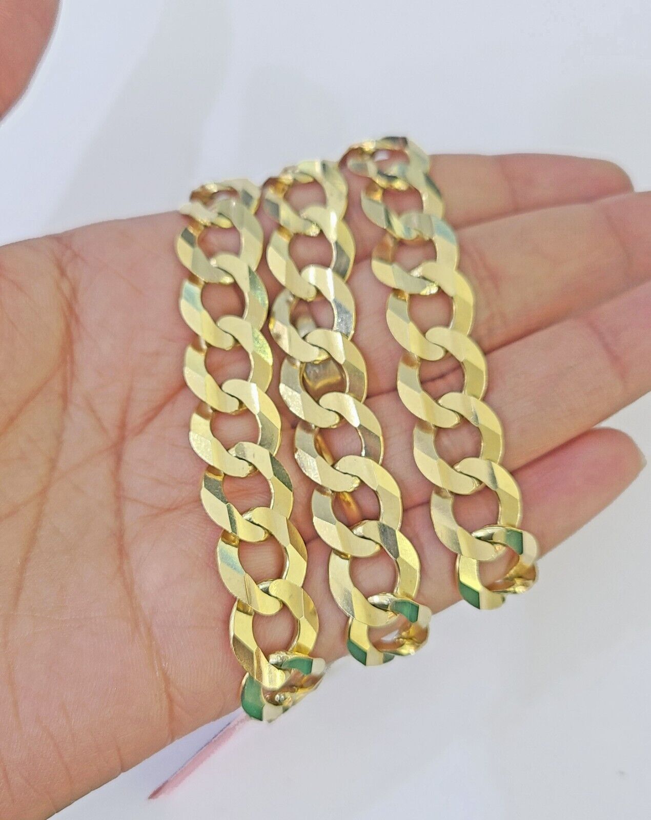 14k Gold Cuban Curb Link chain 11mm 24 Inches Real Yellow Genuine