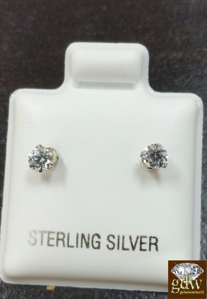 Round 925 Sterling Silver Earrings CZ Stud Prong Setting Push Back 3mm FREE SHIP