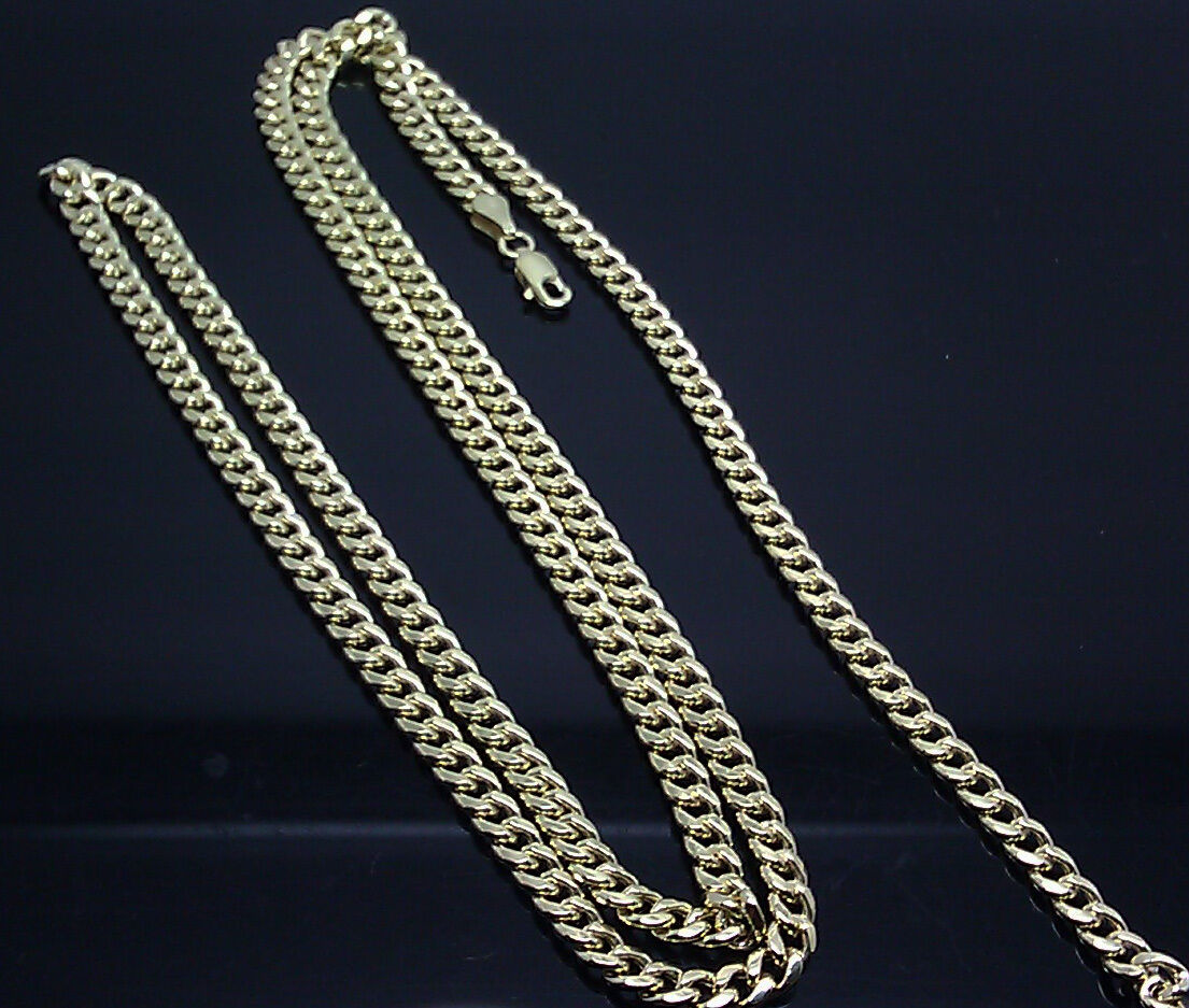 26" 5mm Real 10K Gold Chain Men women Miami Cuban Chain link Necklace Yellow