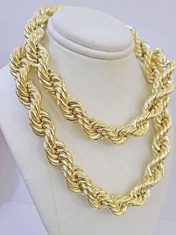 10k Real Yellow Gold Rope Chain Thick 12mm Men Chain 30 Inches Genuine