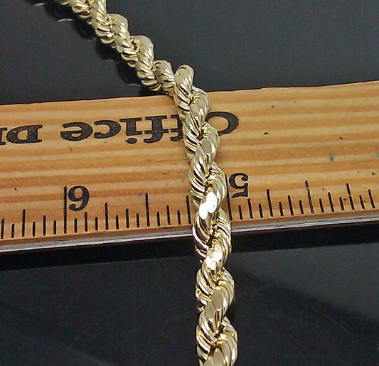 7mm Rope Chain 20"-30" Real 10kt Yellow Gold Necklace Men's Diamond Cut Lobster