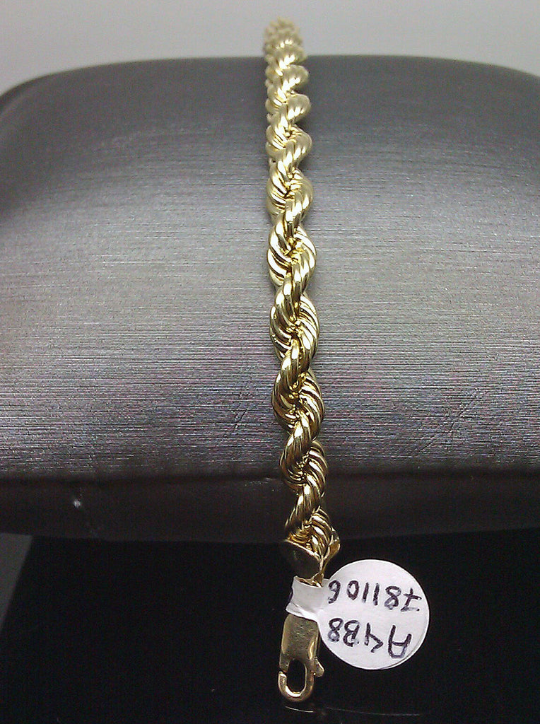 Brand New 10K Yellow Gold Rope Bracelet 6mm 7.5 Inches Long Mens Ladies