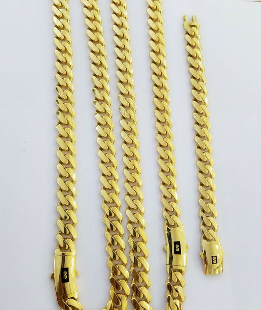 10k Gold Cuban Link Royal 15mm Monaco chain and Bracelet, 10kt Real gold set