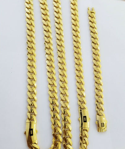 10k Gold Cuban Link Royal 15mm Monaco chain and Bracelet, 10kt Real gold set