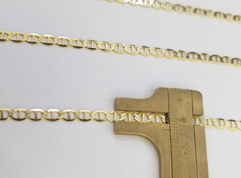 Real 10k Gold Mariner Anchor Link Chain Bracelet Set 4mm 20"- 24" Inch