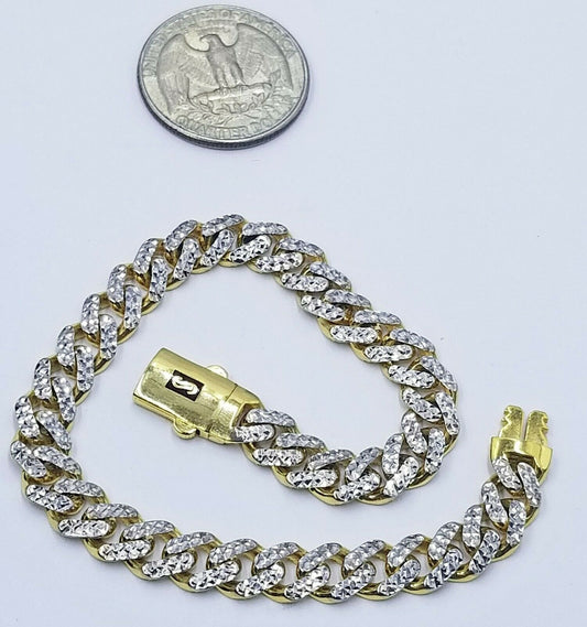 10K Yellow Gold Royal Monaco TWO Bracelet 8" with 22" Chain