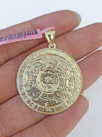 Real 10k Yellow Gold Circular Mayan Calendar / Pendant Charm 10kt