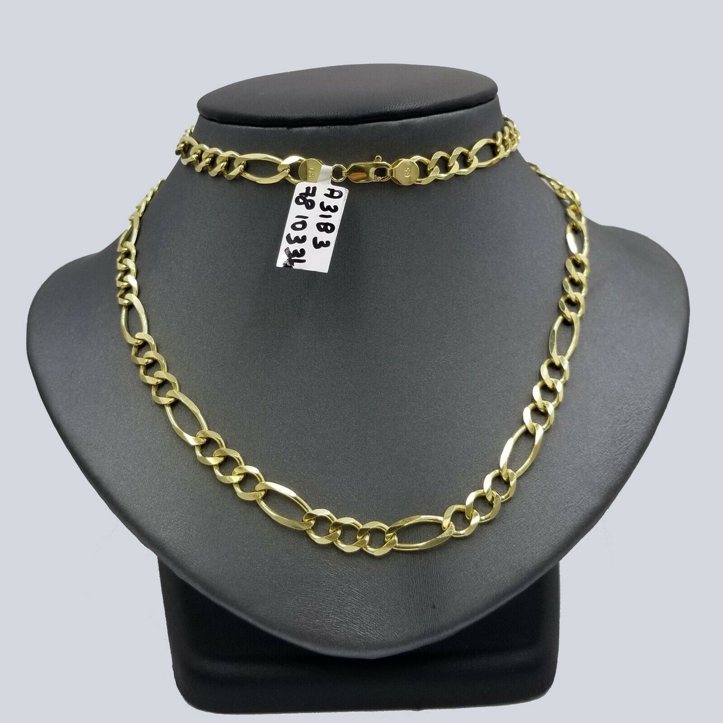 7mm 24" Solid 10k Yellow Gold Figaro Link Chain Heavy Necklace Men Women REAL