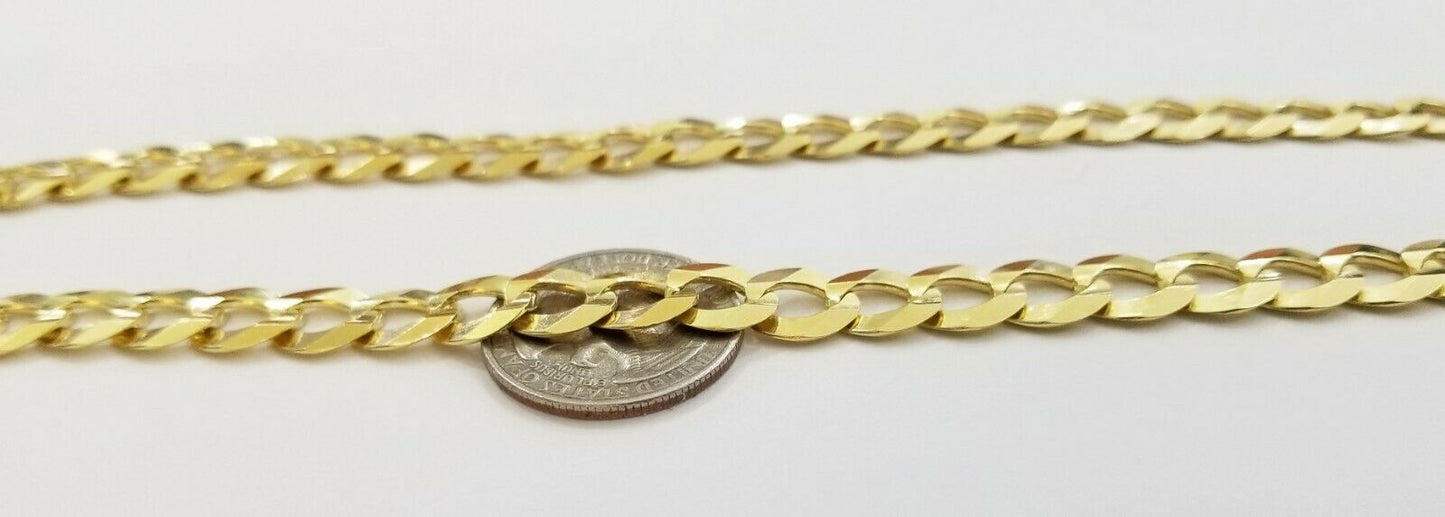 Solid REAL Yellow Gold 14k Gold Cuban Curb Link Chain 24 inch Necklace 10mm