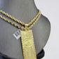 10K Yellow Gold Rope Chain 100 Dollar Charm Diamond Cut Men's Women's