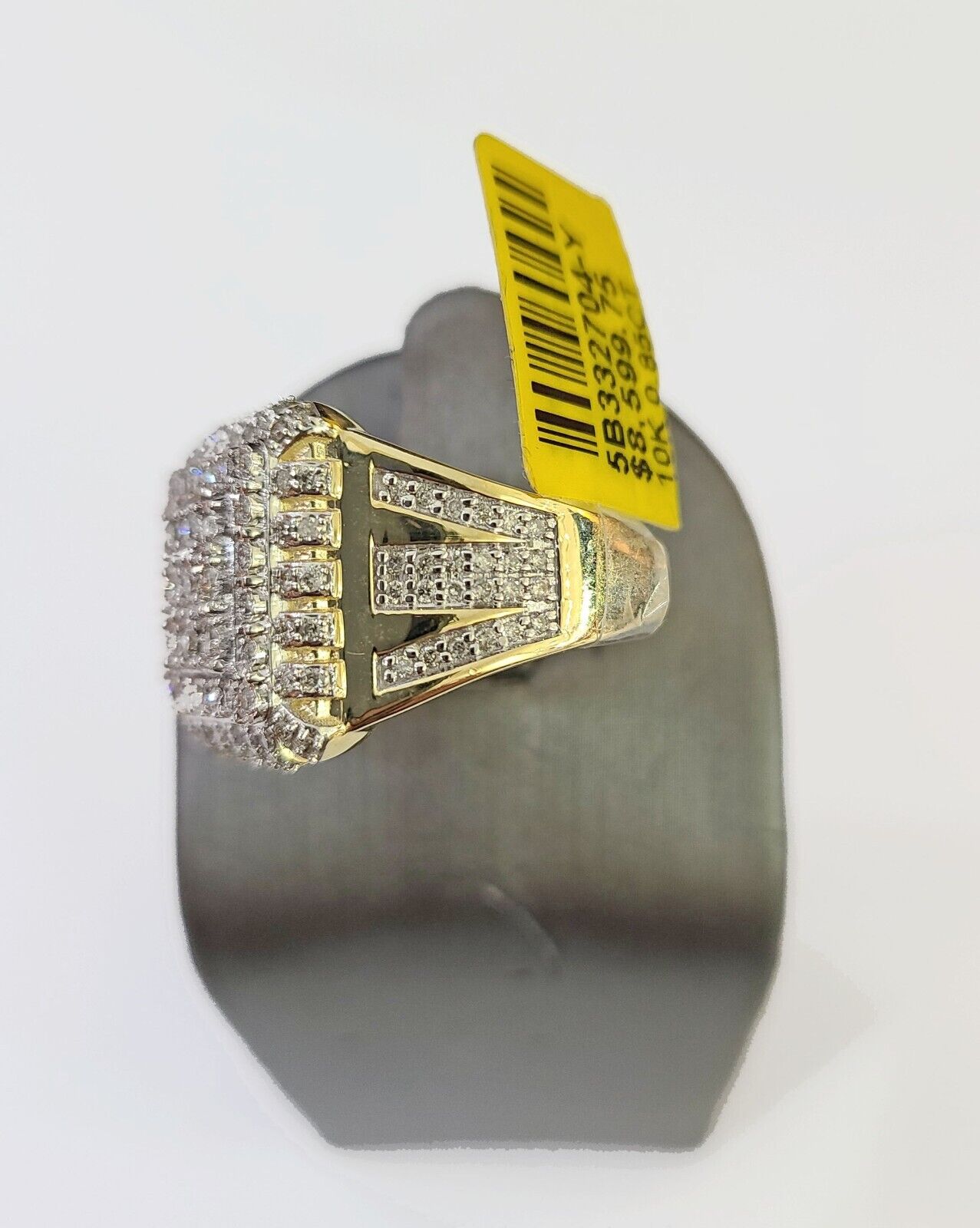 Real 10k Yellow Gold Diamonds Mens Ring Natural Diamond Size 10