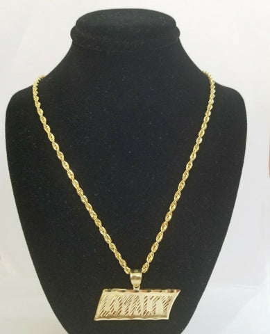 10k Gold Loyalty Charm Pendant and 24inch rope chain, 2mm lobster lock chain