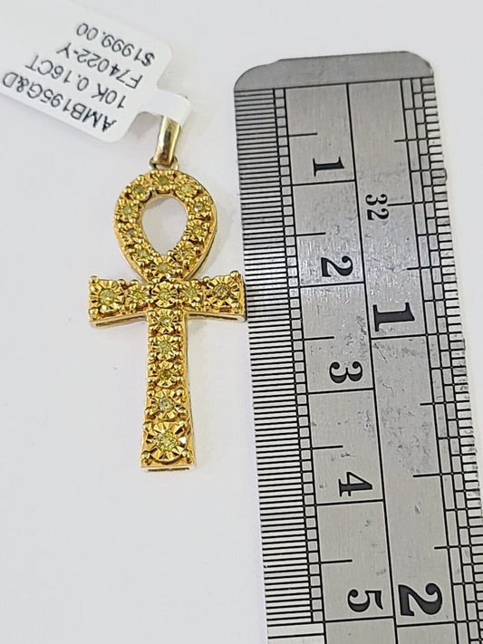 Best 10K Real Cross with Ankh Charm/Pendant 0.16CT Made with Yellow Gold and Diamonds