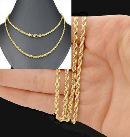 REAL 14k Gold Rope Chain Necklace, Yelloow Gold, 20" - 30" Inch Mens, Cuban,Link