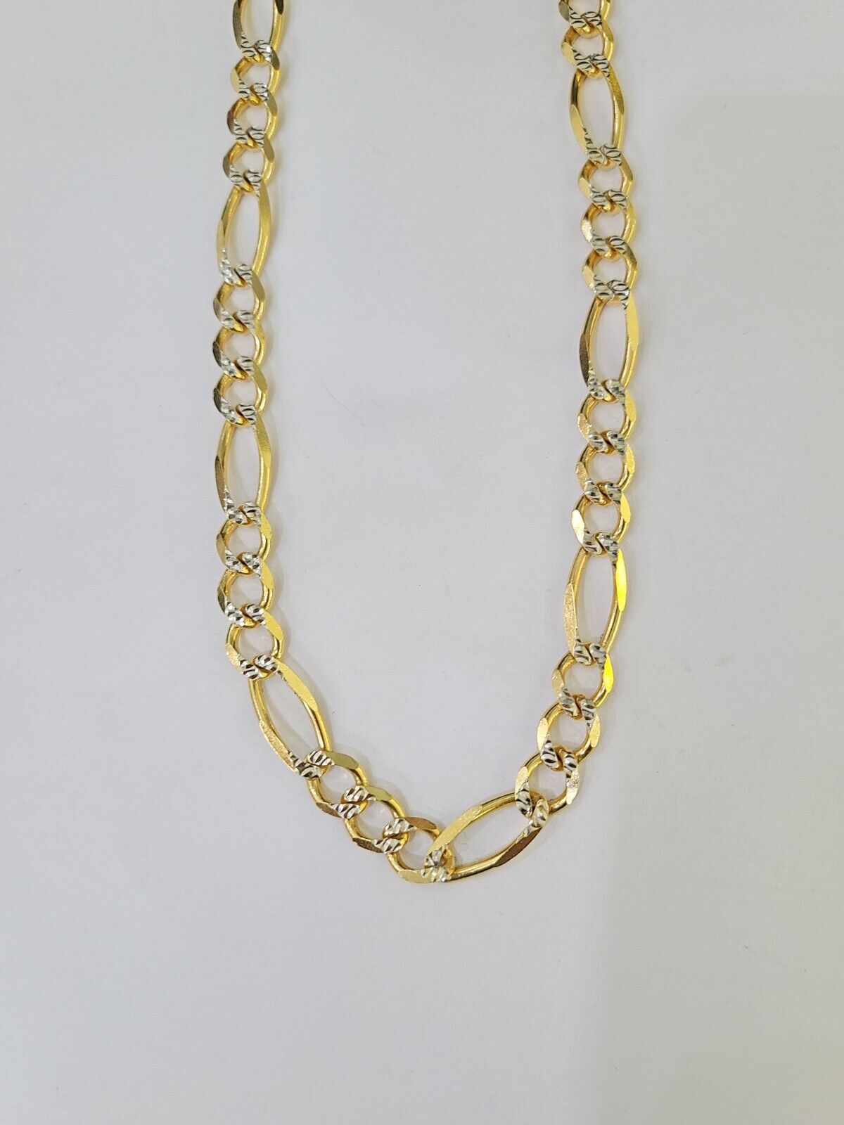 Real 10k Solid Yellow Gold Figaro Link Chain 8mm 22 Inch Diamond Cut Necklace